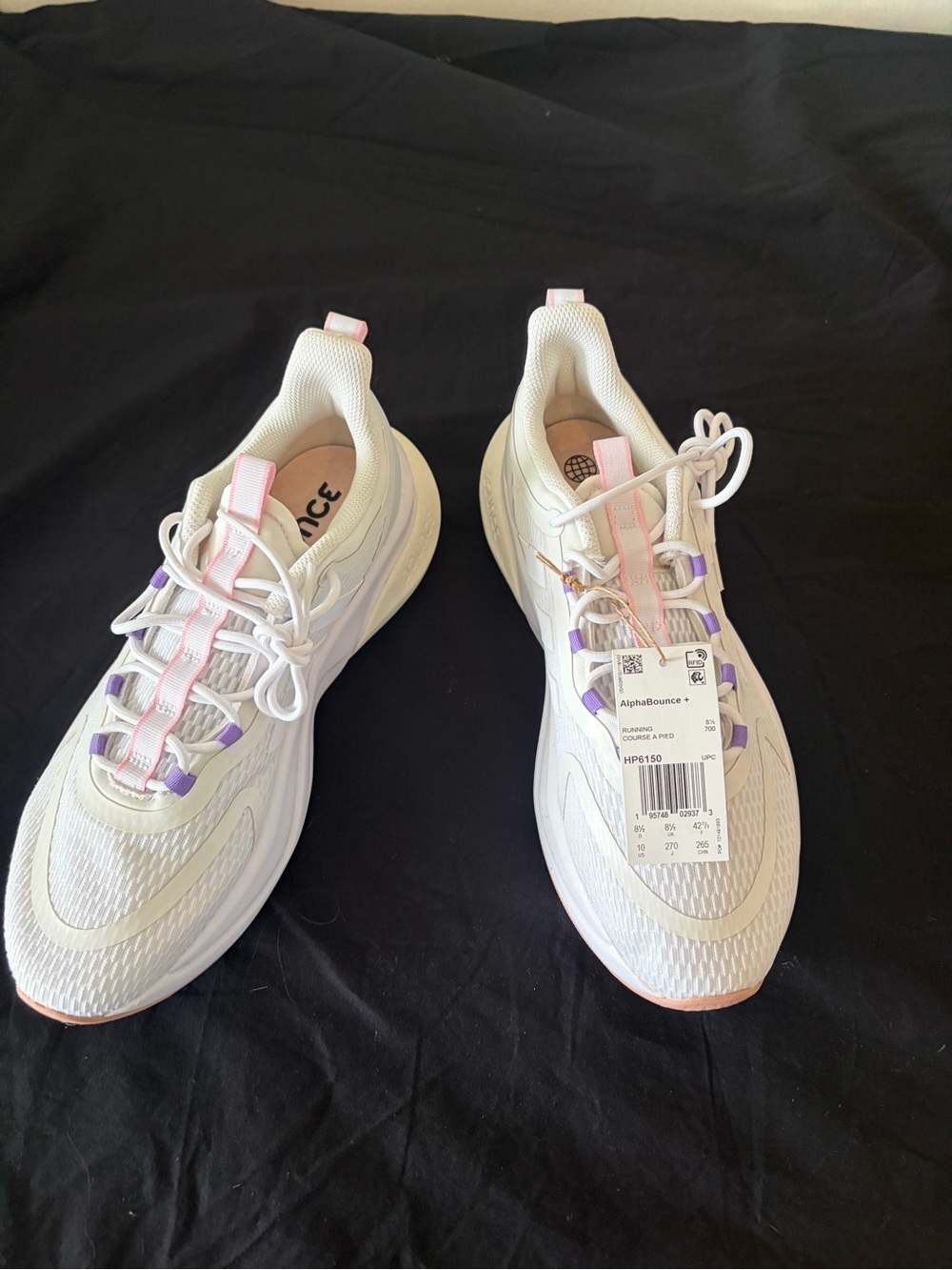 Adidas AlphaBounce+ Running Shoes White Pink Purple Women's 10 NWT HP6150